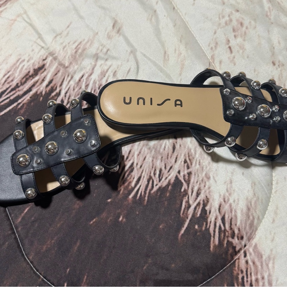 Unisa Black Studded Women's Sandals